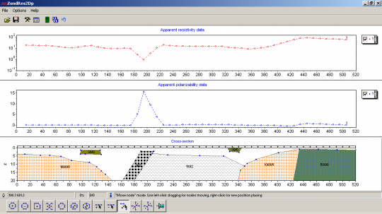 Программа двумерной интерпретации данных метода сопротивлений и вызванной поляризации в полигональном варианте — ZondRes2dp