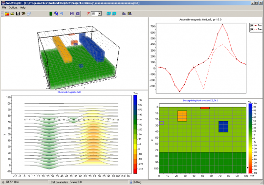 Программа трехмерной интерпретации данных гравиразведки и магниторазведки — ZondGM3d