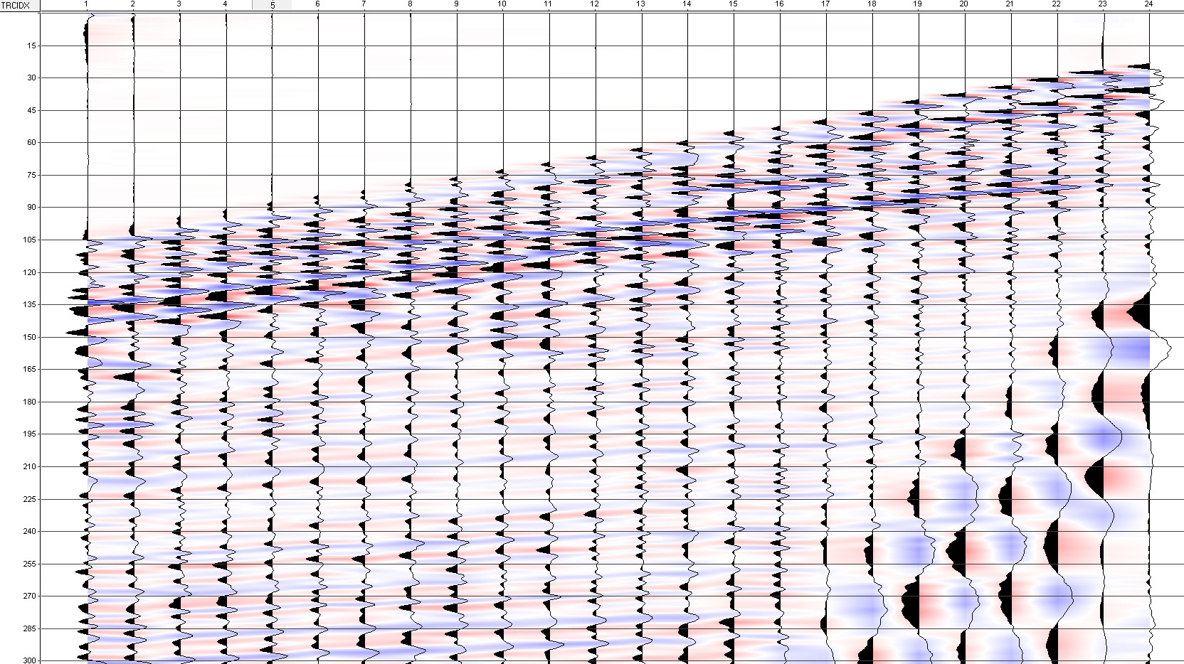 Сейсмограмма. Возбуждение сигнала производится источником Пика-Д